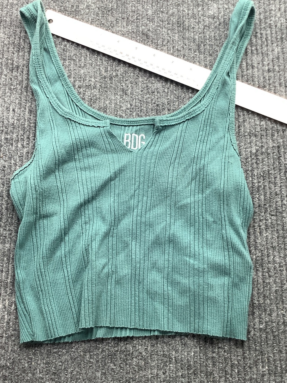 BDG Cropped Ribbed Tank Top in Teal